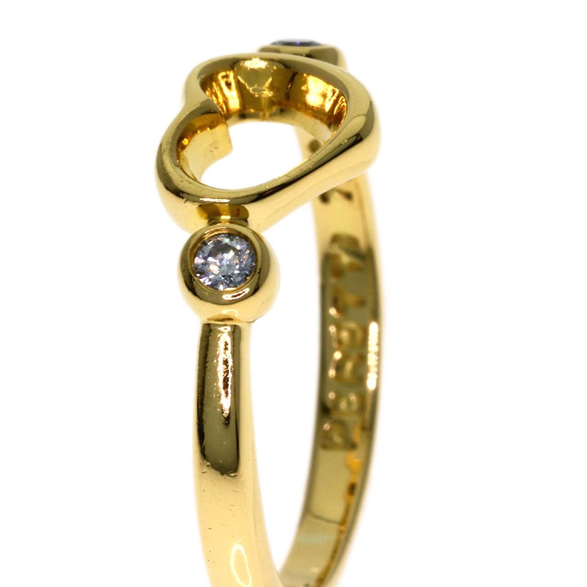 Tiffany & Co Open Heart Diamond Ring 18k Yellow Gold — view 9