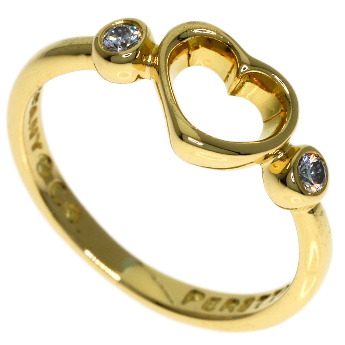 Tiffany & Co Open Heart Diamond Ring 18k Yellow Gold