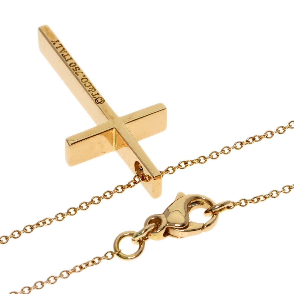 Tiffany & Co Cross Necklace 18k Pink Gold — view 2