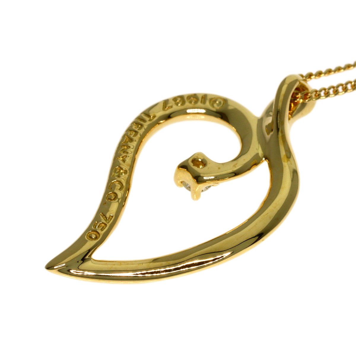 Tiffany & Co Leaf Heart Diamond Necklace 18k Yellow Gold — view 5