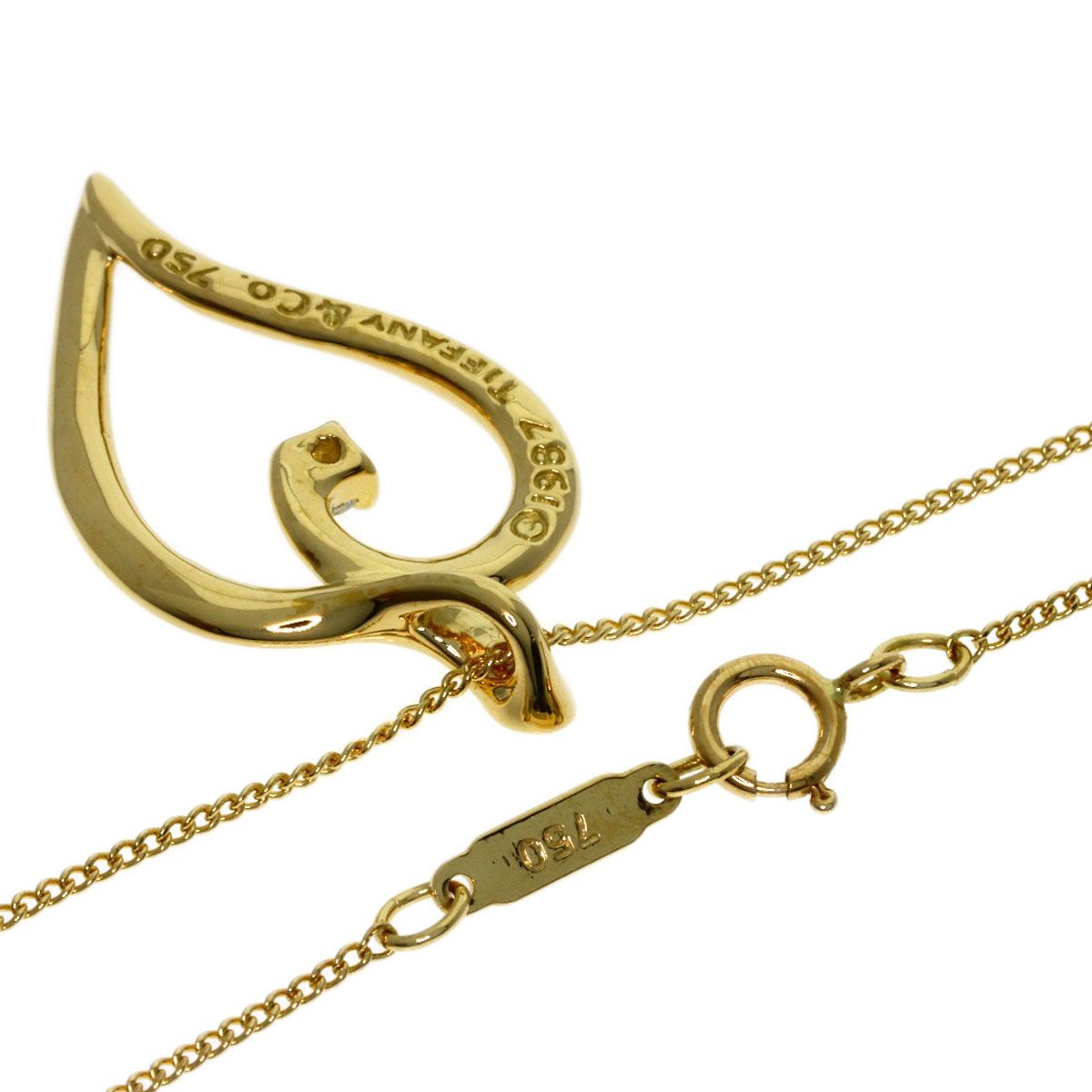 Tiffany & Co Leaf Heart Diamond Necklace 18k Yellow Gold — view 2