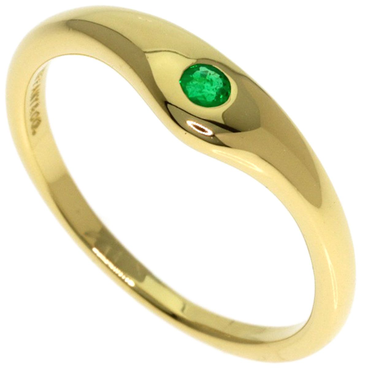 Tiffany & Co Curved Band Emerald Ring 18k Yellow Gold