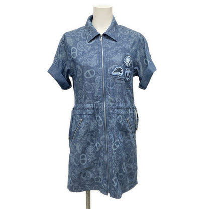 Hermes Dress 36 S Blue Short Sleeve Candy Libris Chaine D'ancre Pattern Shirt