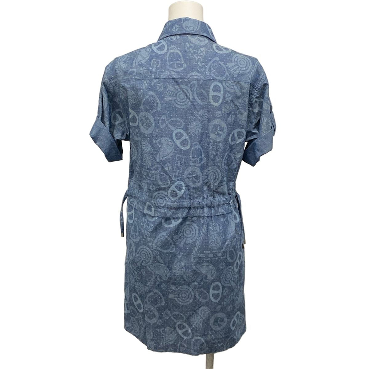 Hermes Dress 36 S Blue Short Sleeve Candy Libris Chaine D'ancre Pattern Shirt — view 2
