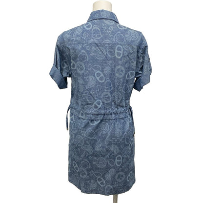 Hermes Dress 36 S Blue Short Sleeve Candy Libris Chaine D'ancre Pattern Shirt — view 2