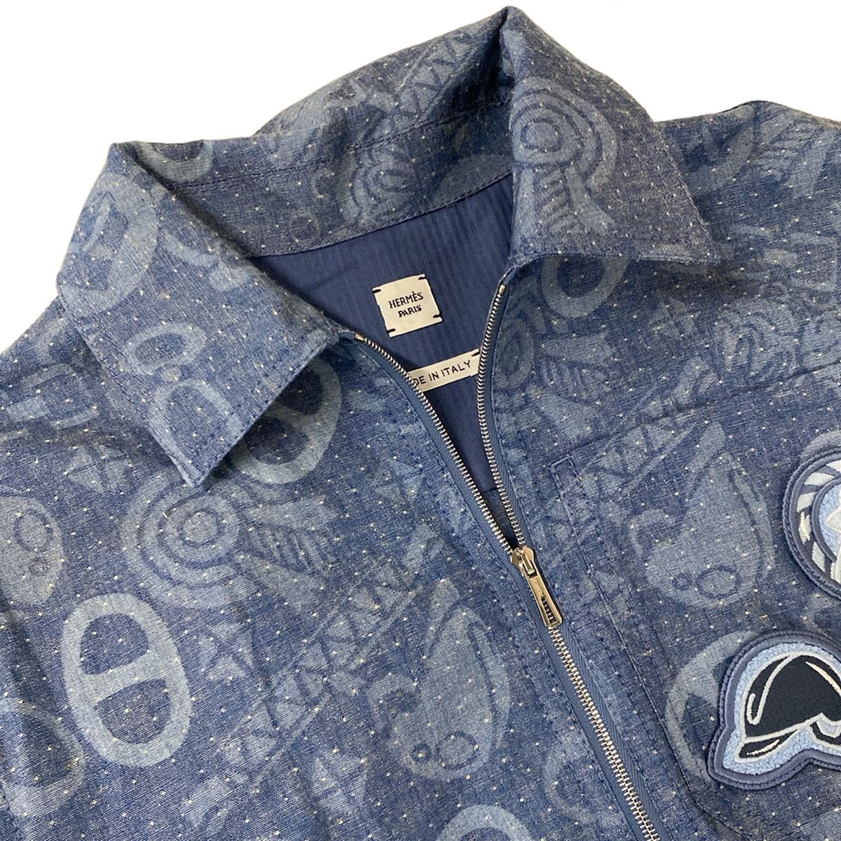 Hermes Dress 36 S Blue Short Sleeve Candy Libris Chaine D'ancre Pattern Shirt — view 9