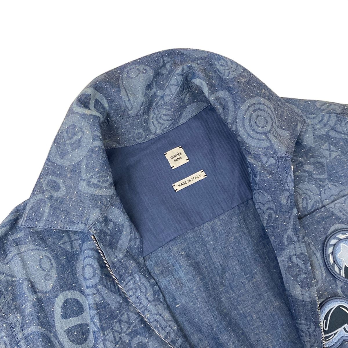Hermes Dress 36 S Blue Short Sleeve Candy Libris Chaine D'ancre Pattern Shirt — view 7