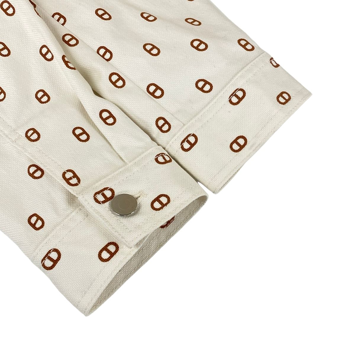 Hermes Jacket 38 M White Dark Brown Long Sleeve Chaine D'ancre Series Button — view 5