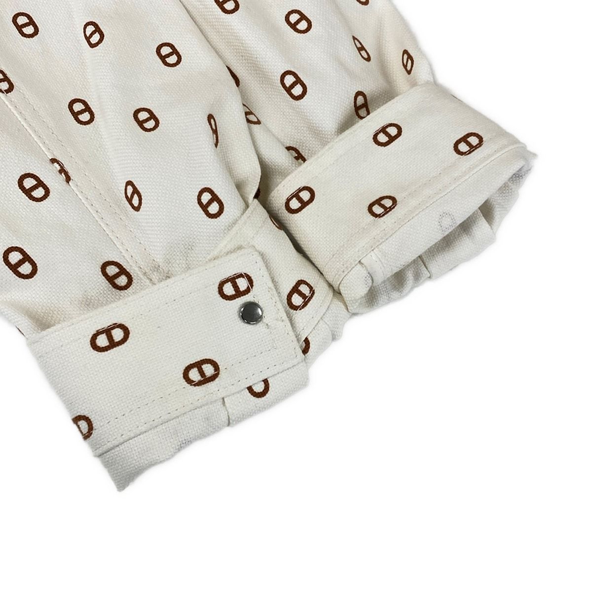 Hermes Jacket 38 M White Dark Brown Long Sleeve Chaine D'ancre Series Button — view 6