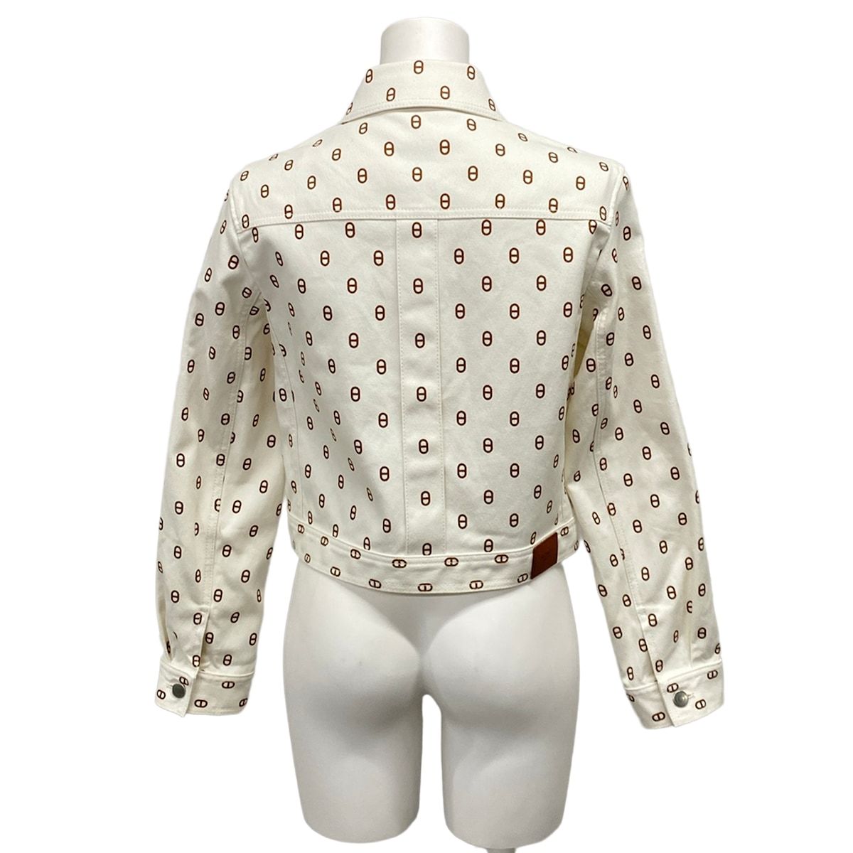 Hermes Jacket 38 M White Dark Brown Long Sleeve Chaine D'ancre Series Button — view 2