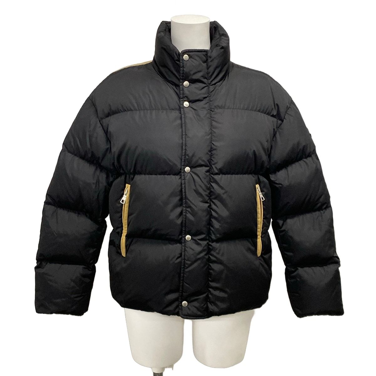 Moncler Down Jacket 0 XS Panamint Black Light Brown Long Sleeve Palm Angels Zip