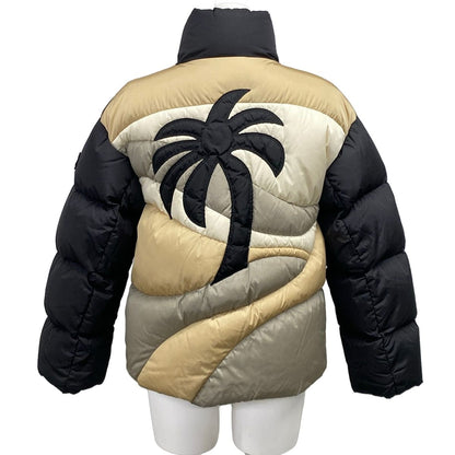 Moncler Down Jacket 0 XS Panamint Black Light Brown Long Sleeve Palm Angels Zip — view 2