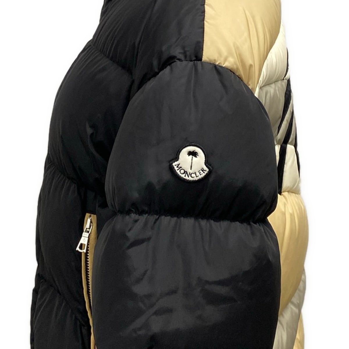 Moncler Down Jacket 0 XS Panamint Black Light Brown Long Sleeve Palm Angels Zip — view 7