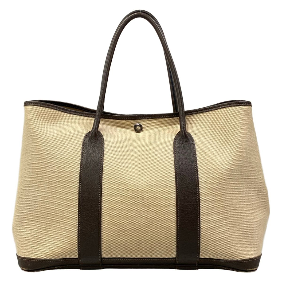 Hermes Tote Garden Party PM Beige Dark Brown