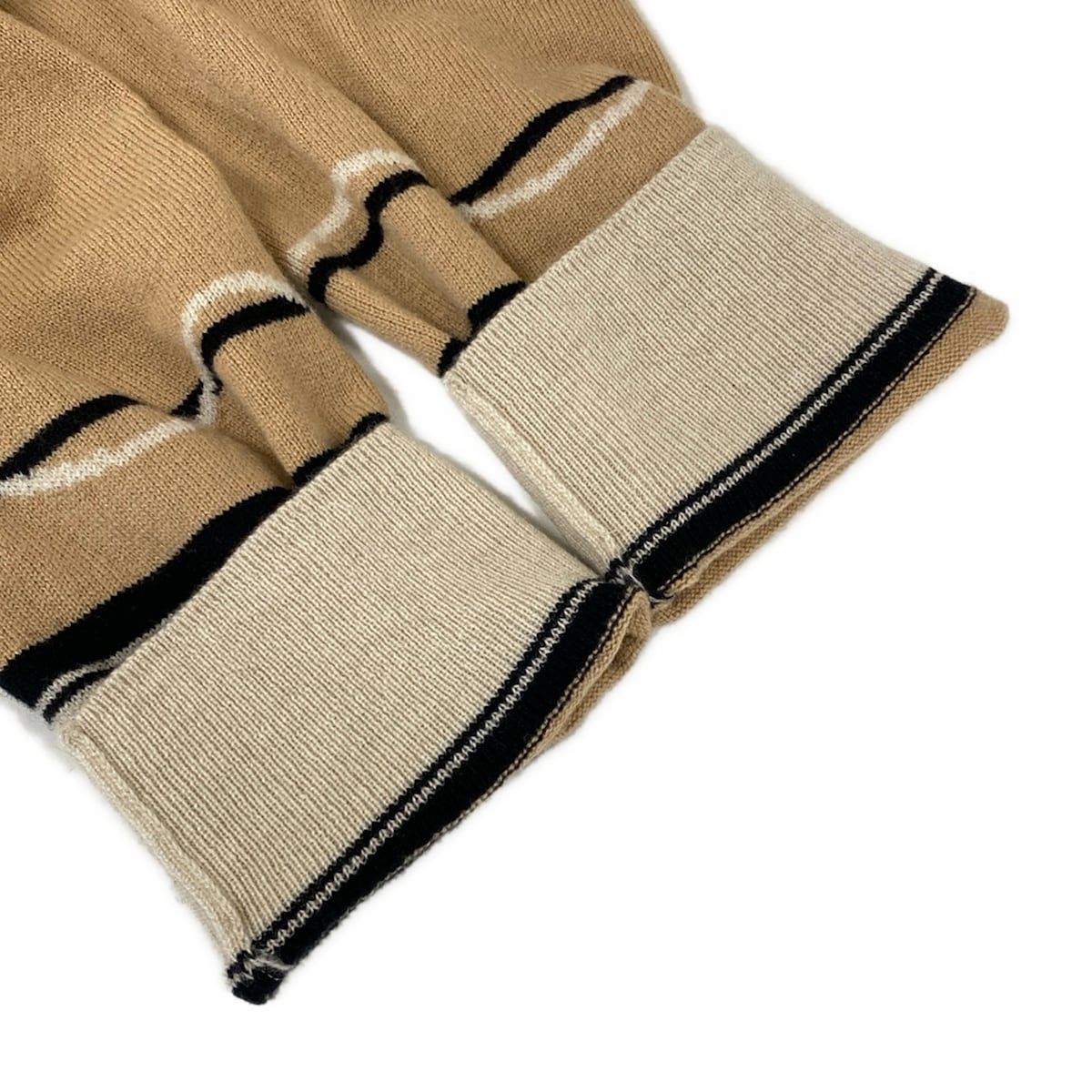 Hermes Cardigan 38 M Beige Black Ivory Long Sleeve Cashmere — view 7