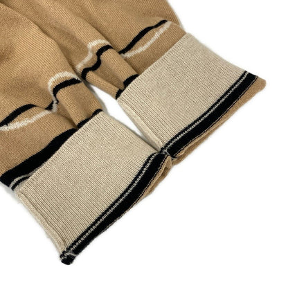 Hermes Cardigan 38 M Beige Black Ivory Long Sleeve Cashmere — view 7