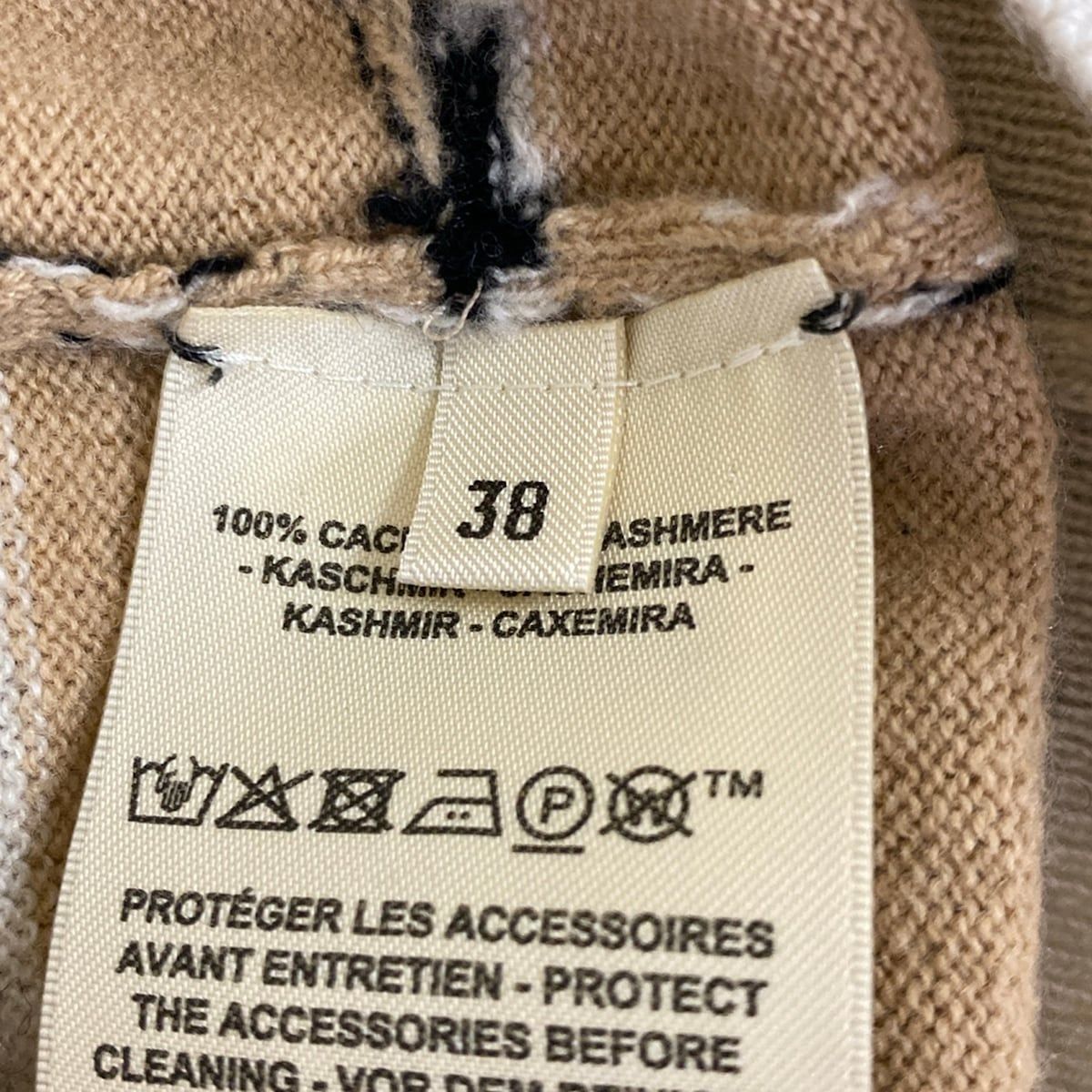 Hermes Cardigan 38 M Beige Black Ivory Long Sleeve Cashmere — view 5