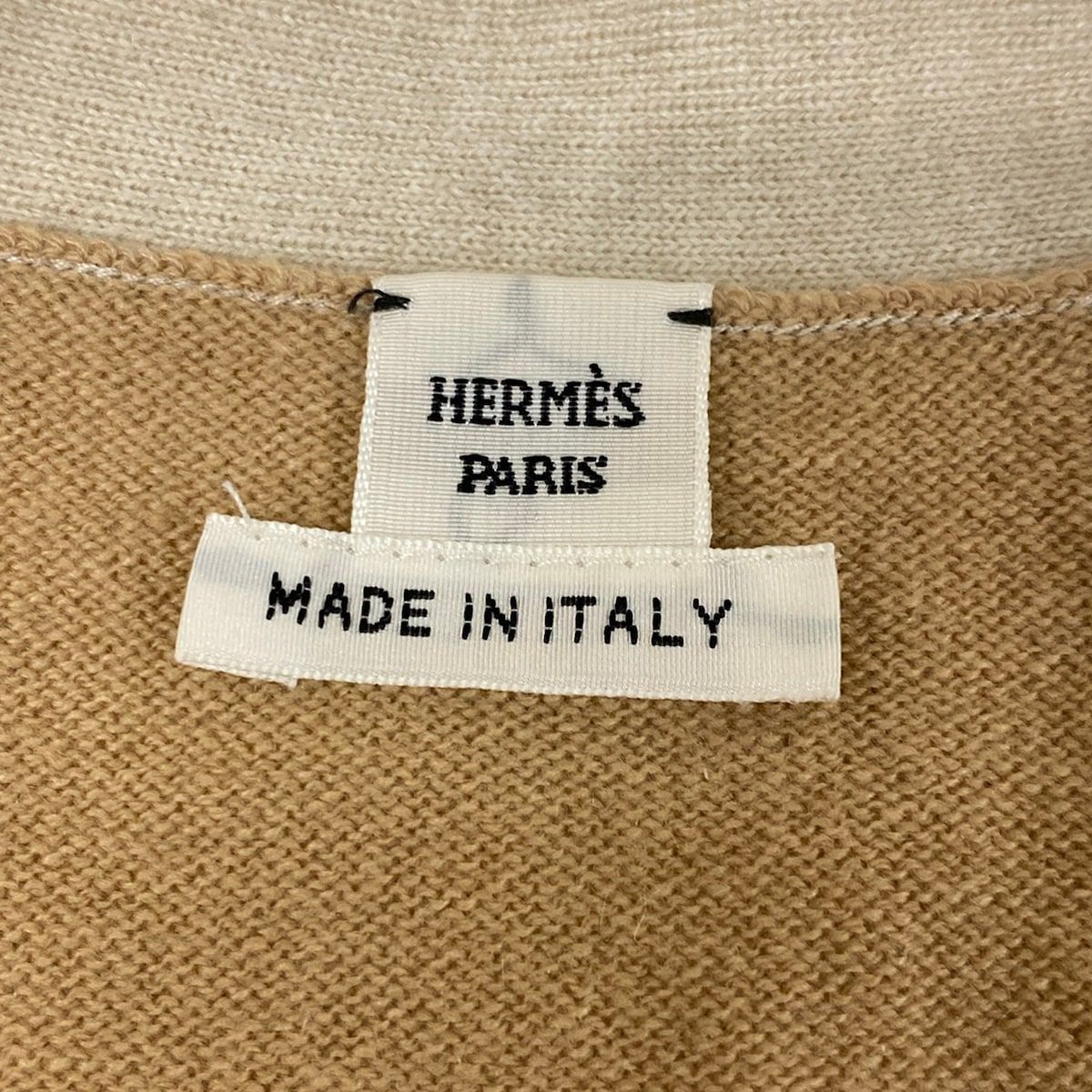 Hermes Cardigan 38 M Beige Black Ivory Long Sleeve Cashmere — view 3