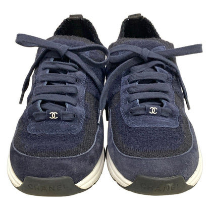 Chanel Sneakers 38 Navy Black CC Logo — view 5