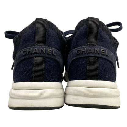 Chanel Sneakers 38 Navy Black CC Logo — view 6