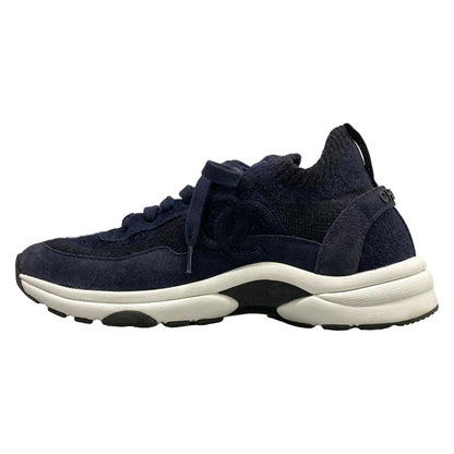 Chanel Sneakers 38 Navy Black CC Logo