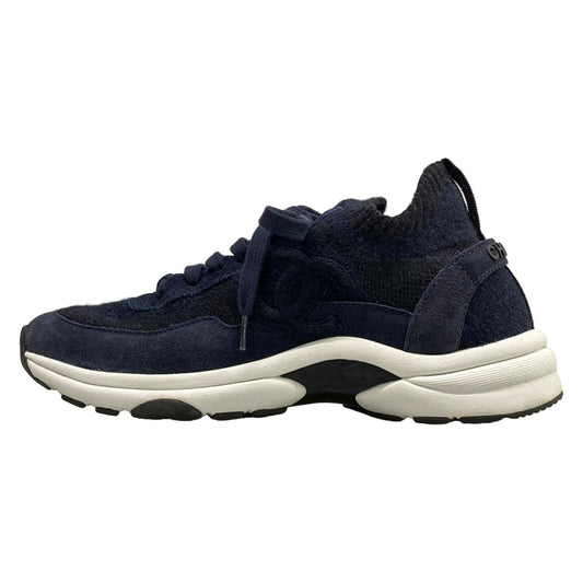 Chanel Sneakers 38 Navy Black CC Logo