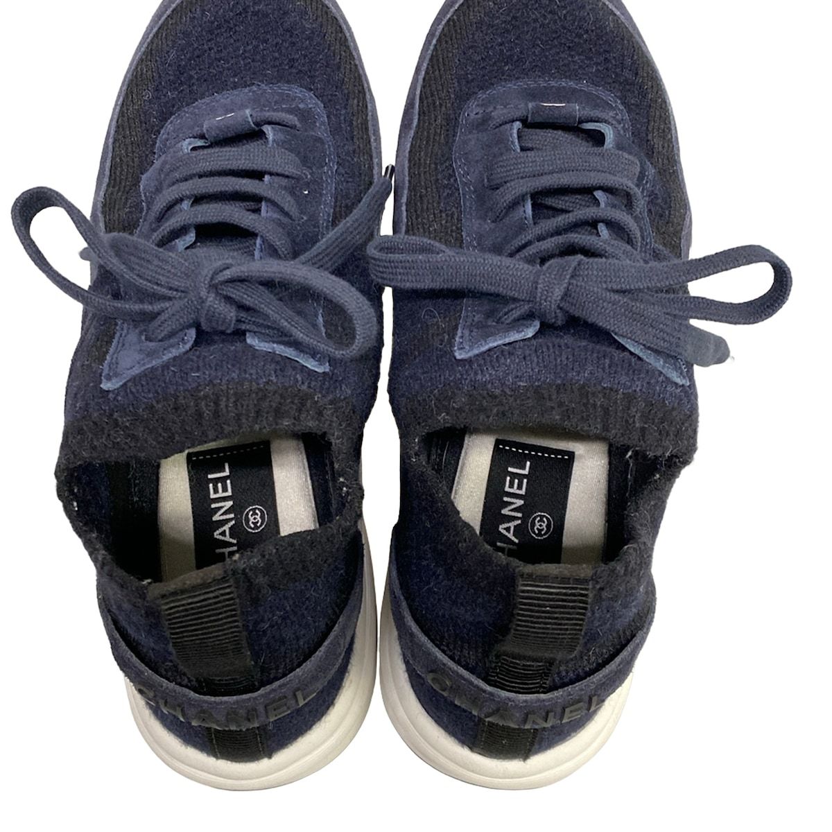 Chanel Sneakers 38 Navy Black CC Logo — view 7