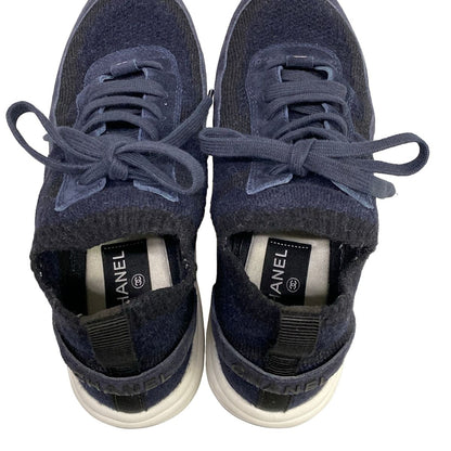 Chanel Sneakers 38 Navy Black CC Logo — view 7