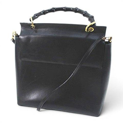 Gucci 001 Bamboo Hand Shoulder 2-Way Bag Black