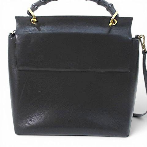 Gucci 001 Bamboo Hand Shoulder 2-Way Bag Black — view 2