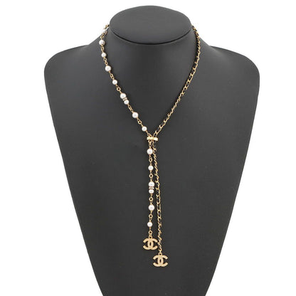 Chanel Necklace CC Logo Line Stone Faux Pearl — view 4