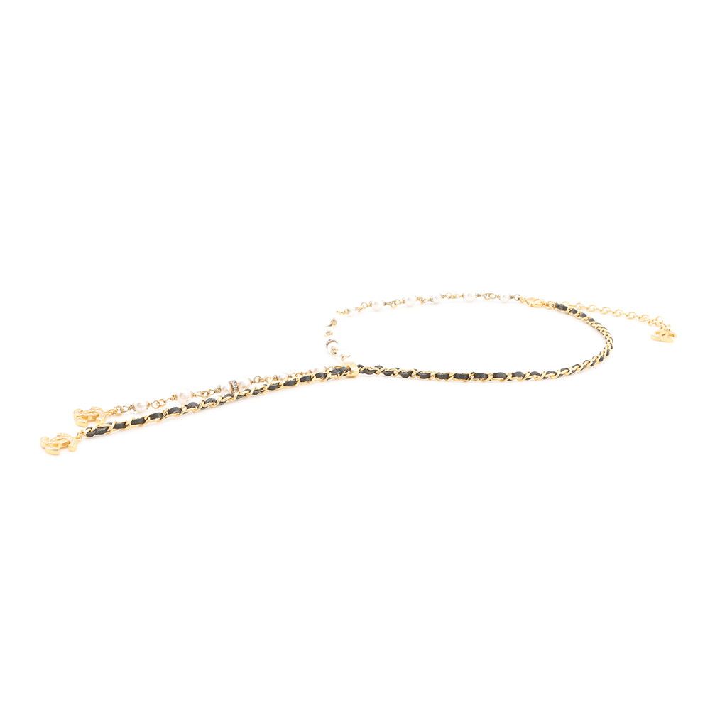 Chanel Necklace CC Logo Line Stone Faux Pearl — view 2