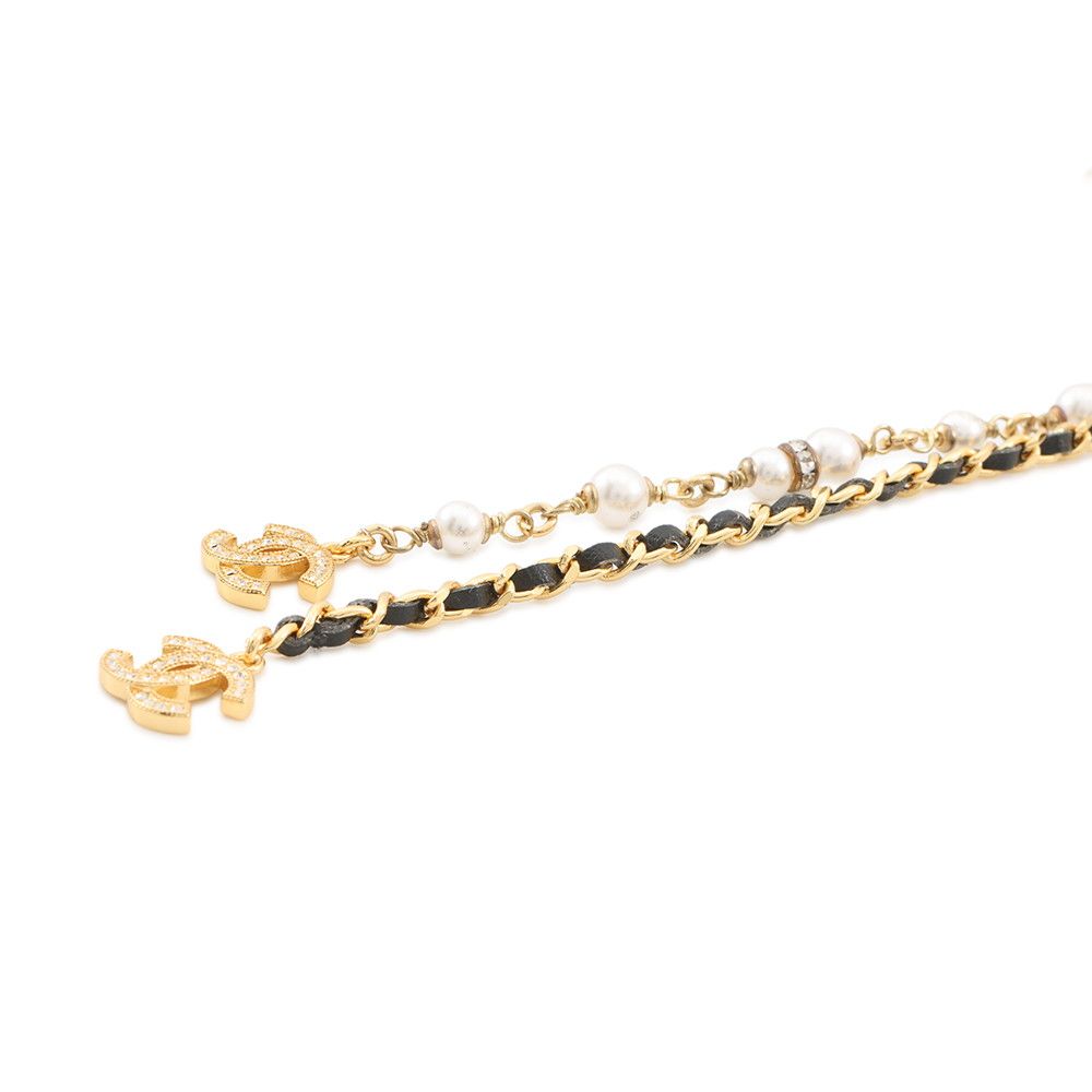 Chanel Necklace CC Logo Line Stone Faux Pearl — view 5