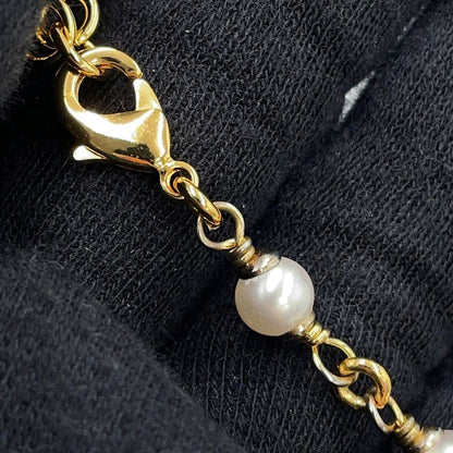 Chanel Necklace CC Logo Line Stone Faux Pearl — view 9