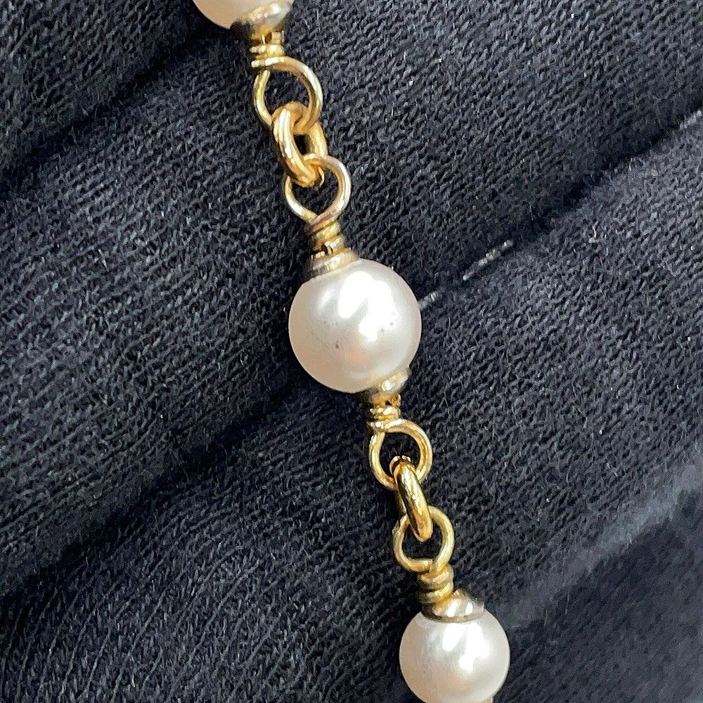 Chanel Necklace CC Logo Line Stone Faux Pearl — view 7
