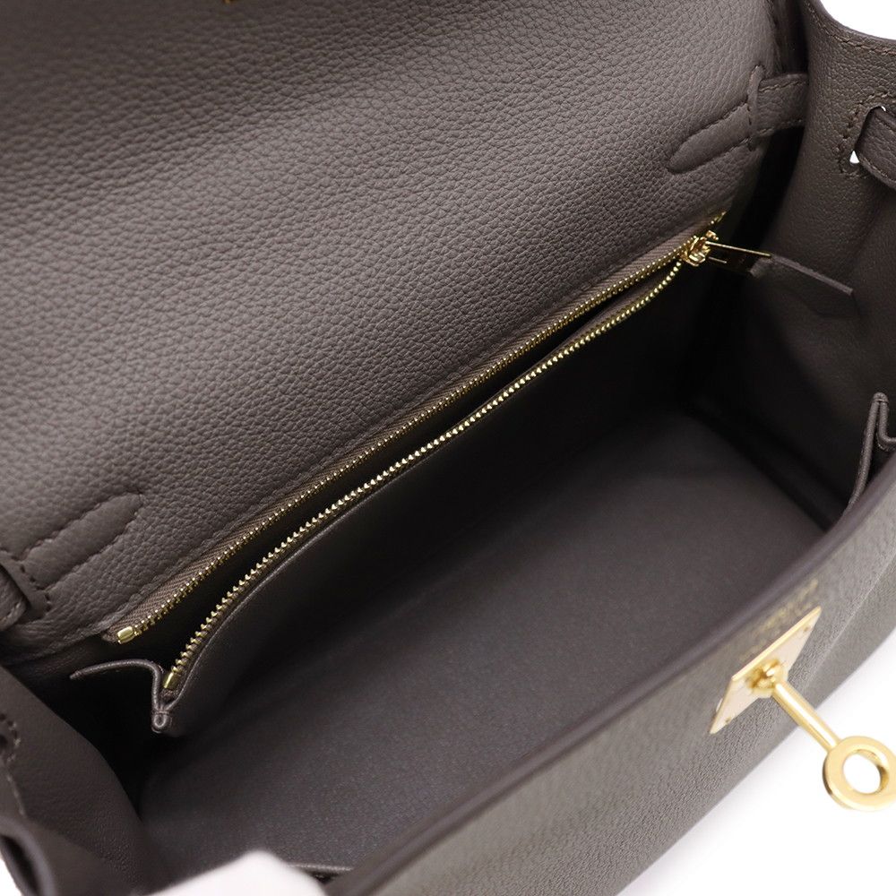 Hermes Handbag Kelly 25 Retourne Etain Gold Togo 2-Way Bag — view 7