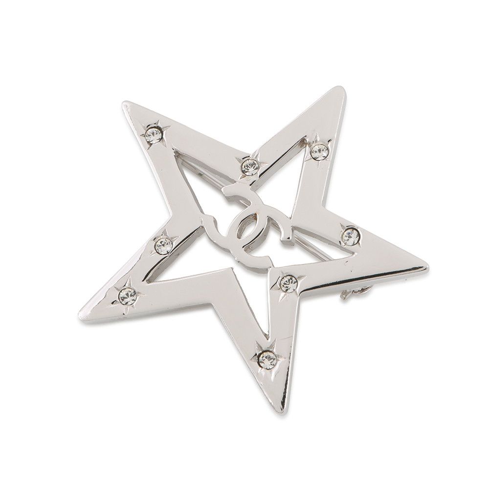 Chanel Brooch CC Logo Star Line Stone 06c