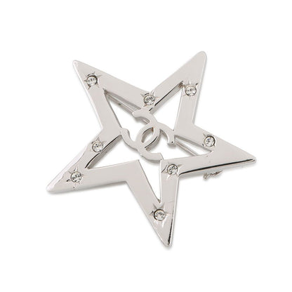 Chanel Brooch CC Logo Star Line Stone 06c