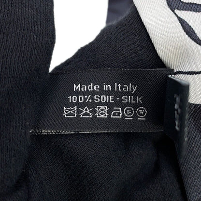 Chanel Scarf CC Logo Camellia All Over Pattern Silk Black — view 8