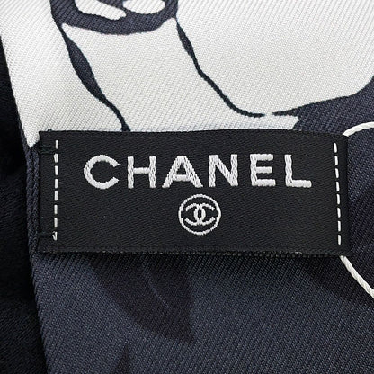 Chanel Scarf CC Logo Camellia All Over Pattern Silk Black — view 7