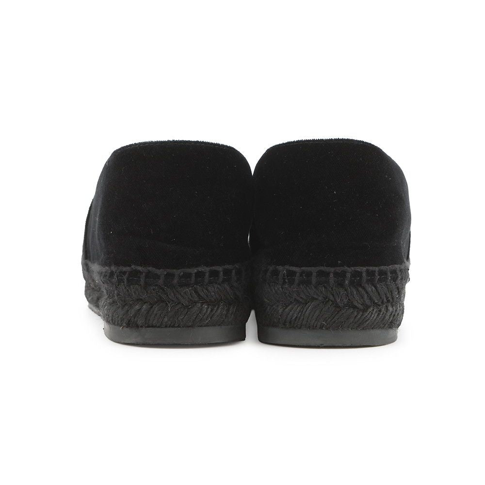 Chanel Espadrilles CC Logo Flat Shoes Velvet Raffia 39c Slip on Black — view 3
