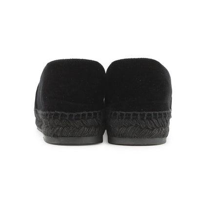 Chanel Espadrilles CC Logo Flat Shoes Velvet Raffia 39c Slip on Black — view 3
