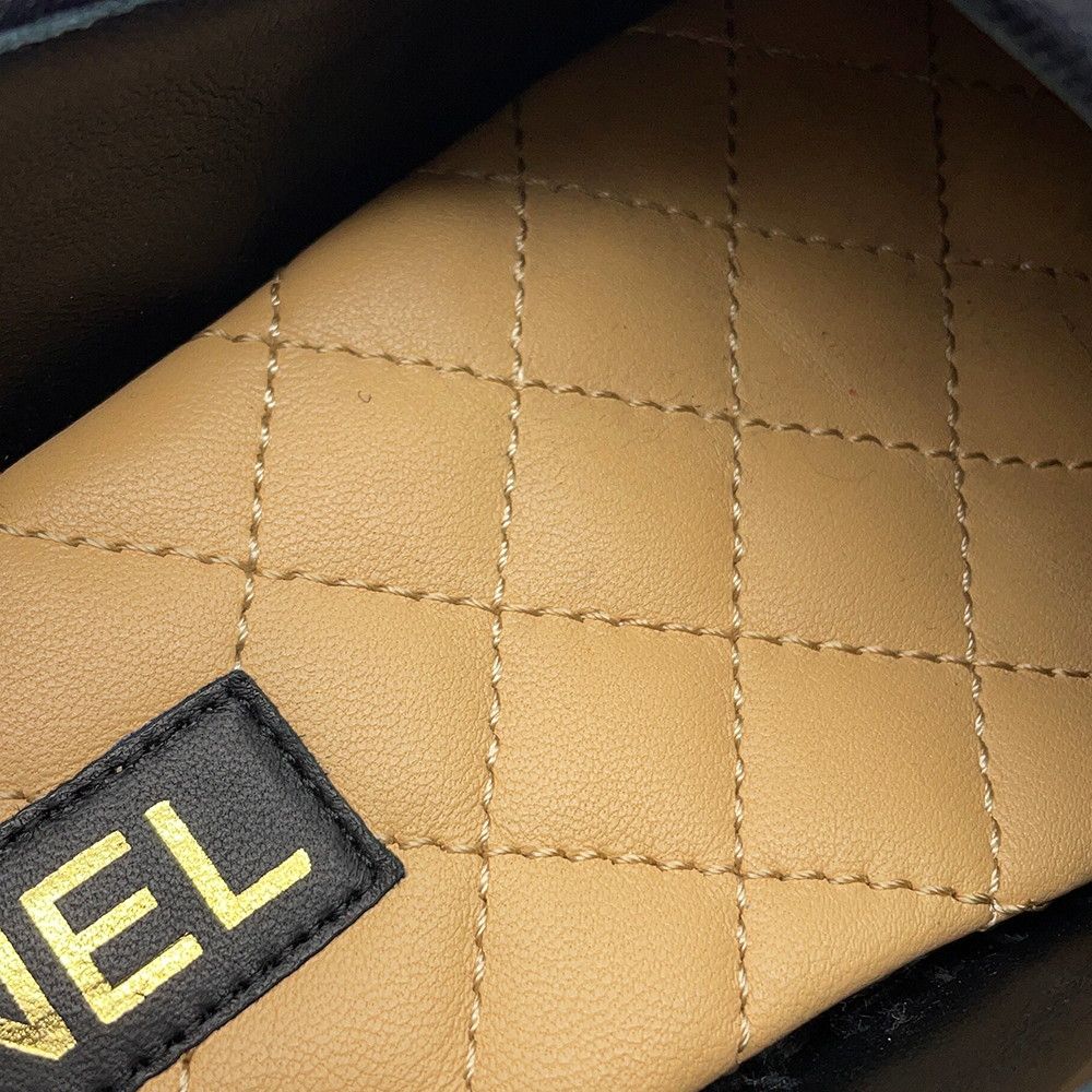 Chanel Espadrilles CC Logo Flat Shoes Velvet Raffia 39c Slip on Black — view 7