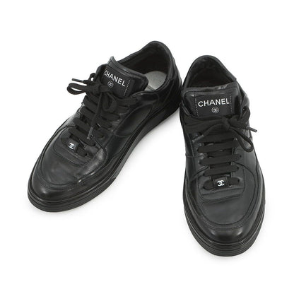 Chanel Sneakers CC Logo 38 Calfskin Shoes Black