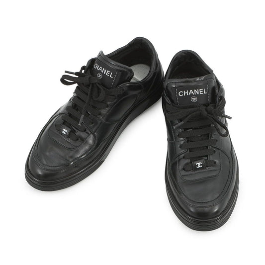 Chanel Sneakers CC Logo 38 Calfskin Shoes Black