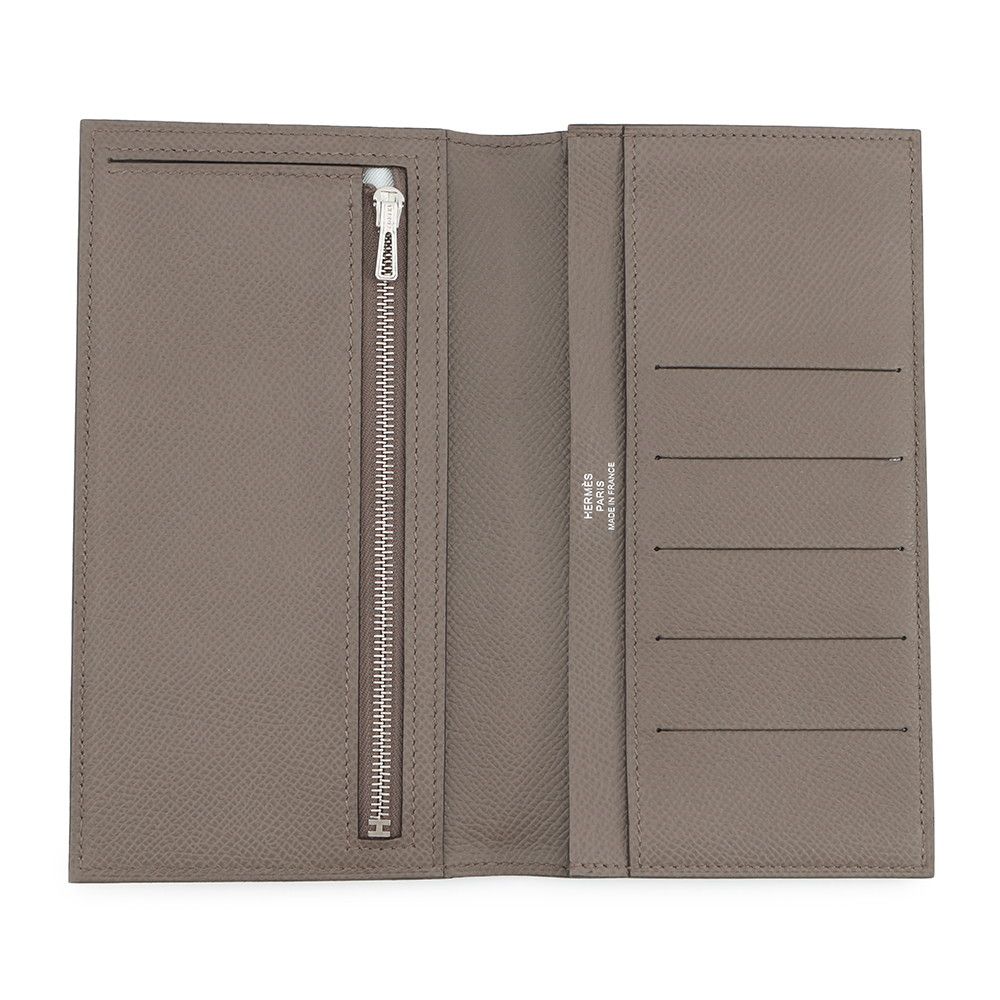 Hermes Bifold Wallet Citizen Twill Long Etain Silver Epsom — view 4
