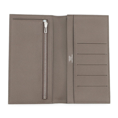 Hermes Bifold Wallet Citizen Twill Long Etain Silver Epsom — view 4