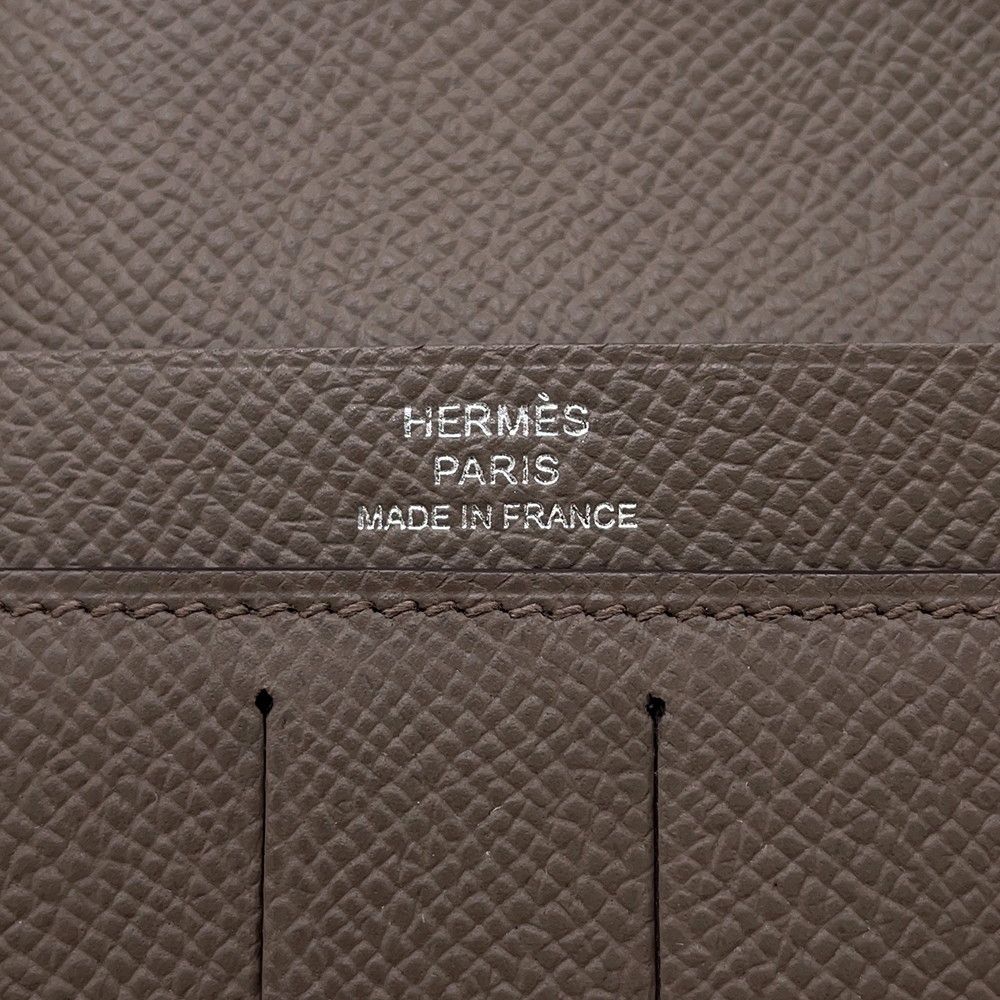Hermes Bifold Wallet Citizen Twill Long Etain Silver Epsom — view 8