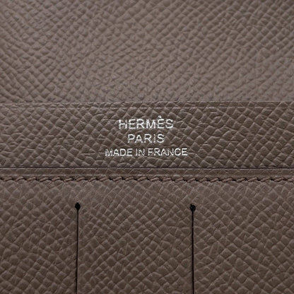 Hermes Bifold Wallet Citizen Twill Long Etain Silver Epsom — view 8