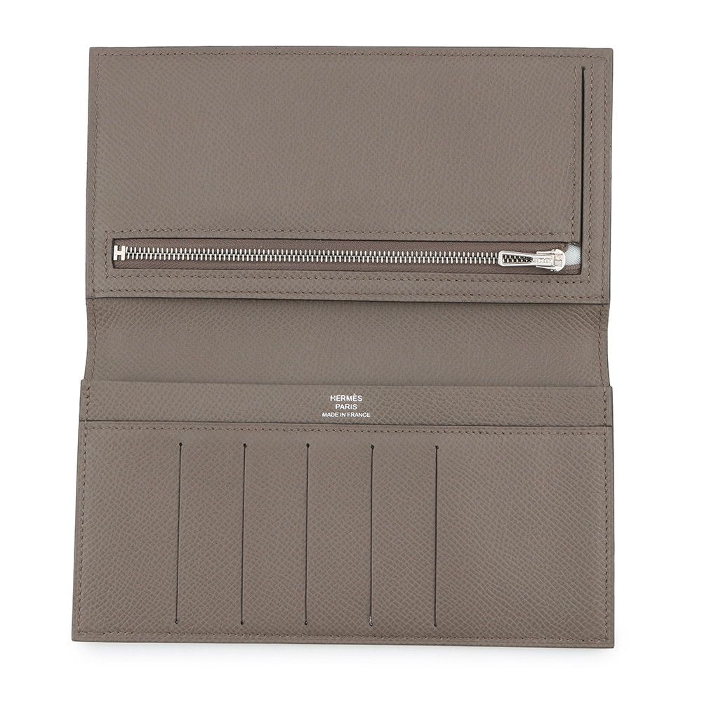 Hermes Bifold Wallet Citizen Twill Long Etain Silver Epsom — view 5